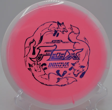 Innova Halo Star Fox fairway driver gliding smoothly on a hyzer-flip line at Maple Hill Disc Golf Course in Leicester, Massachusetts.