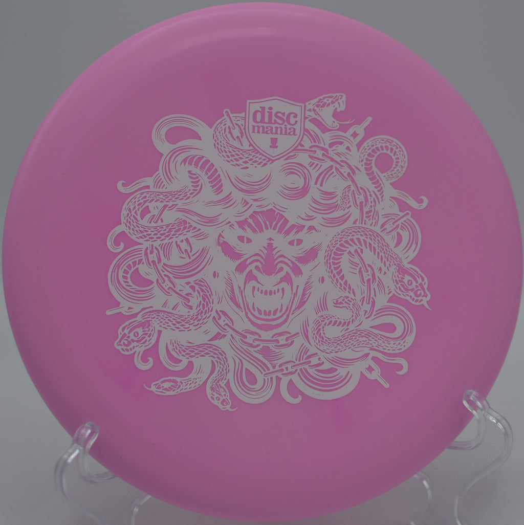 Discmania Hard Exo Lumen Link Medusa Stamp glowing beaded putter illuminating night rounds at Maple Hill Disc Golf Course in Leicester, Massachusetts.