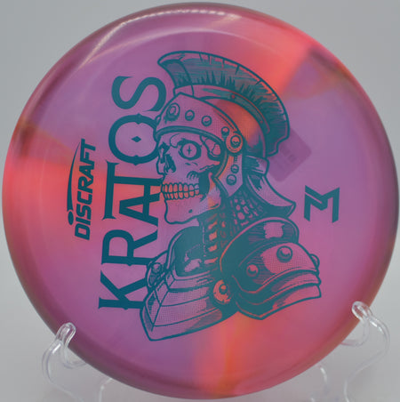 Paul McBeth Z Swirl “Sceletus” Kratos released on a smooth spin putt at Maple Hill Disc Golf Course in Leicester, Massachusetts.