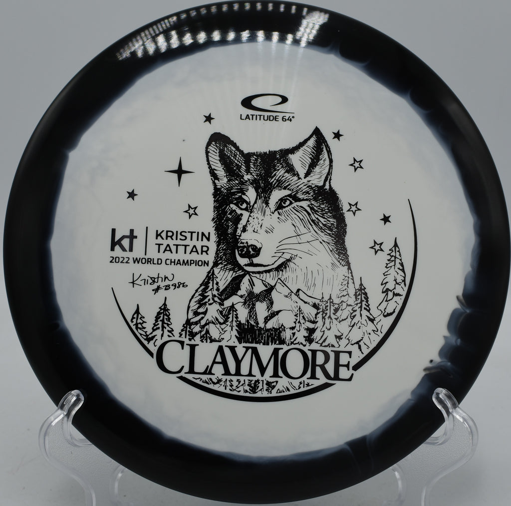 Latitude 64° Claymore Gold Orbit Kristin Tattar edition shaping turnovers at Hornets Nest Disc Golf Course in Charlotte, North Carolina.