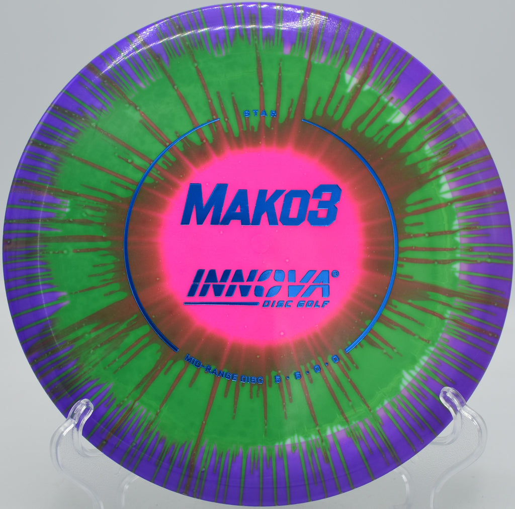 Disc golfer launching an I-Dye Star Mako3 on a dead-straight line at Brickyard Disc Golf Course in Menomonie, WI