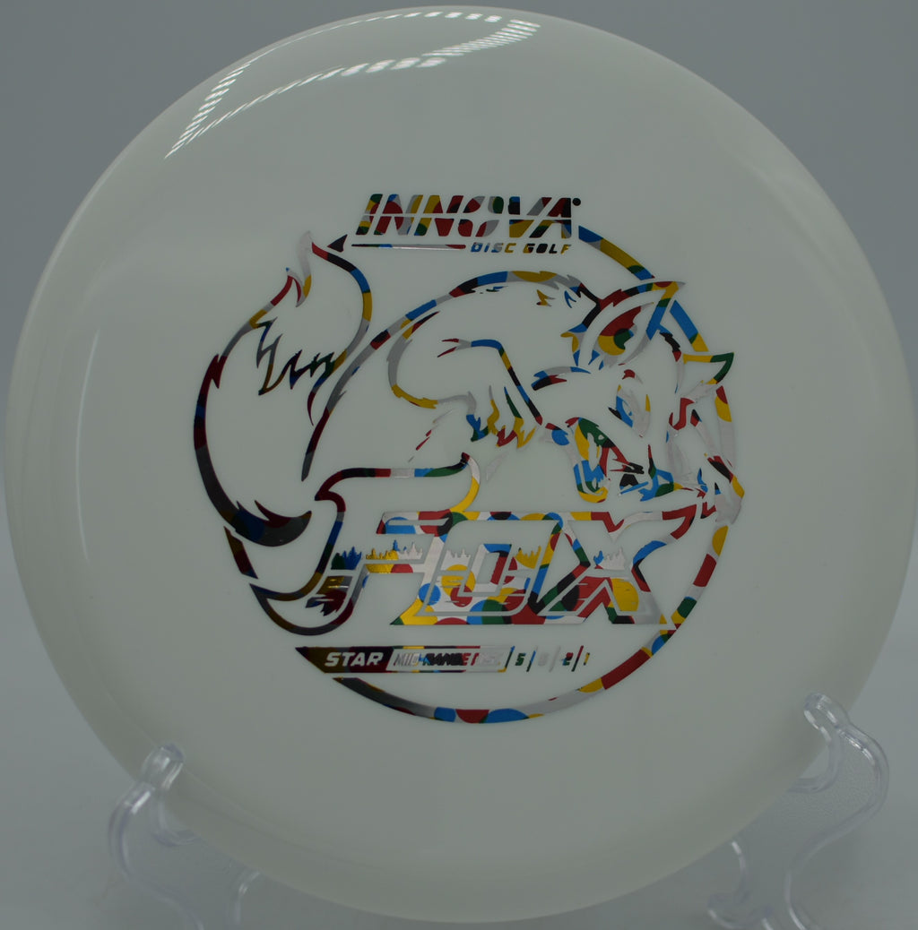 Star Fox by Innova launched on a clean hyzer-flip line at Hornets Nest Disc Golf Course in Charlotte, North Carolina.