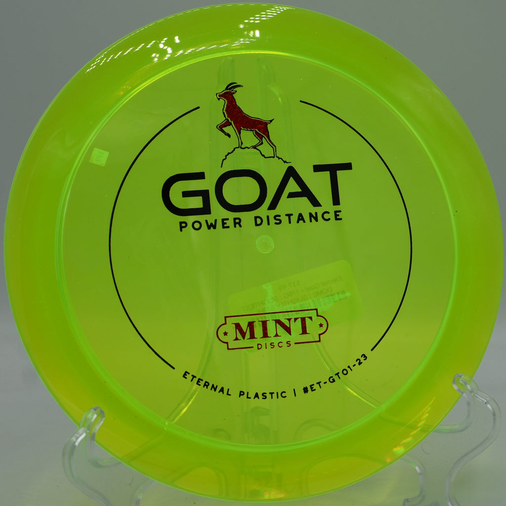 Eternal plastic Goat flying flat with strong finish at Cedar Hill Disc Golf Course in Nashville, Tennessee
