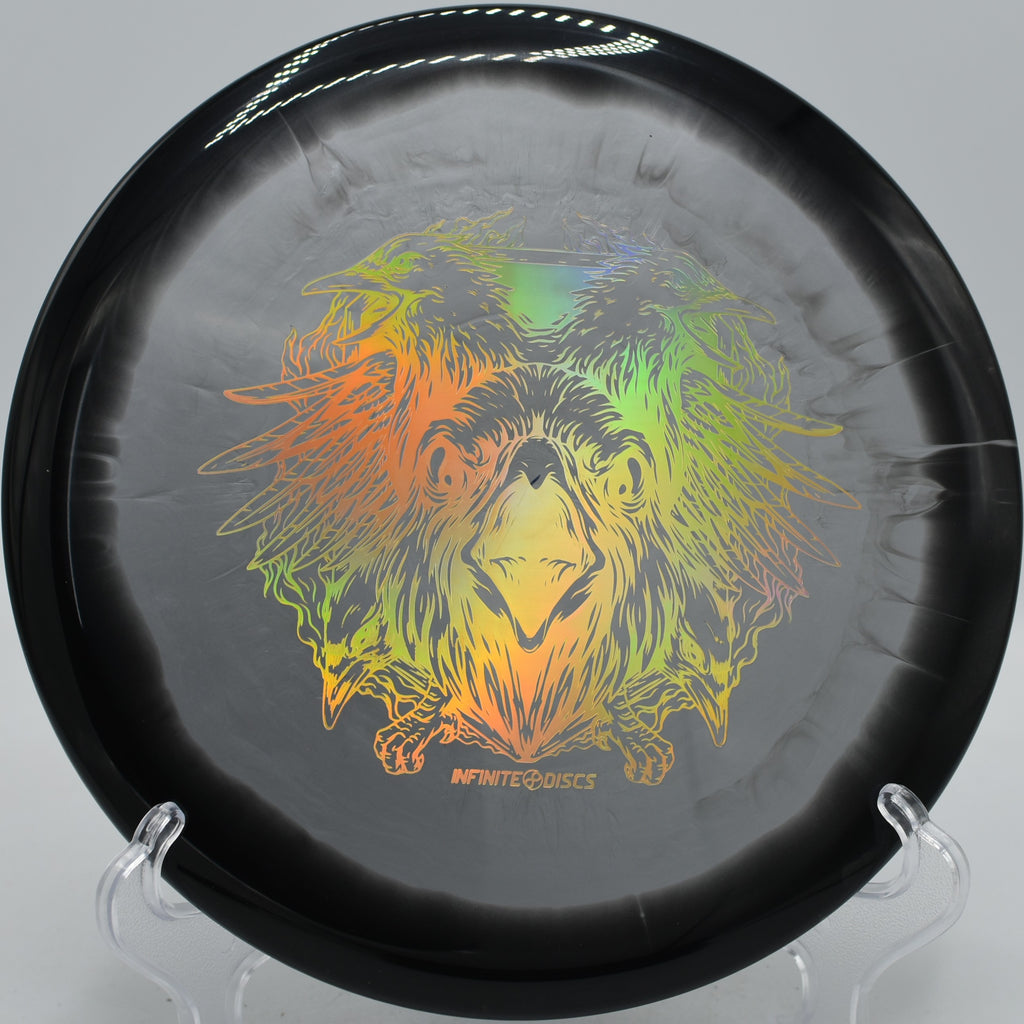 Infinite Discs Halo S-Blend X-Out Chariot neutral midrange flying smooth approaches at Hornets Nest Disc Golf Course in Charlotte, North Carolina.