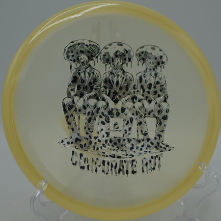 Doomsday Rot Glow Isolation edition glowing during a night round at North Cove Disc Golf Course in Marion, North Carolina.