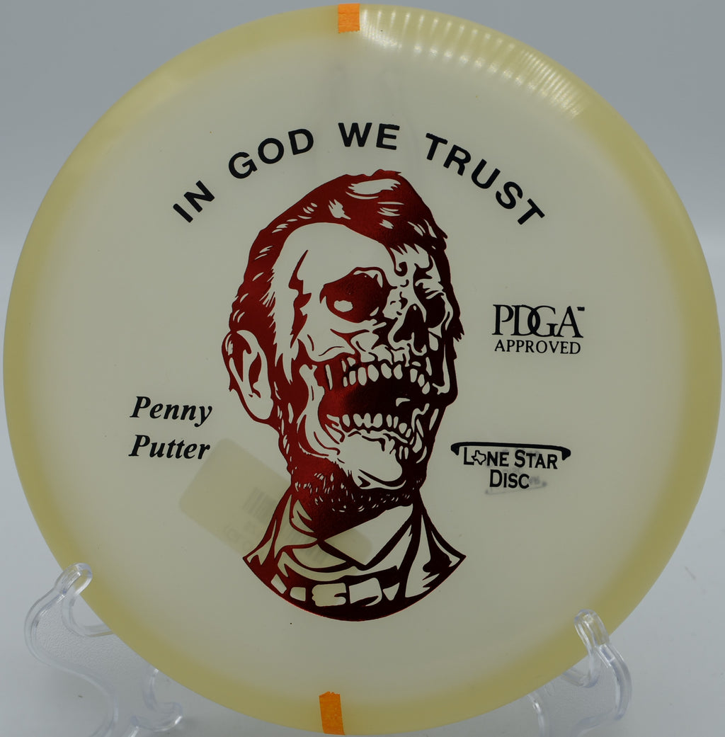 Shop the (GLOW) PENNY disc at Flexline Discs in Lakewood, WA, available for nationwide shipping to Texas, Arizona, and beyond.