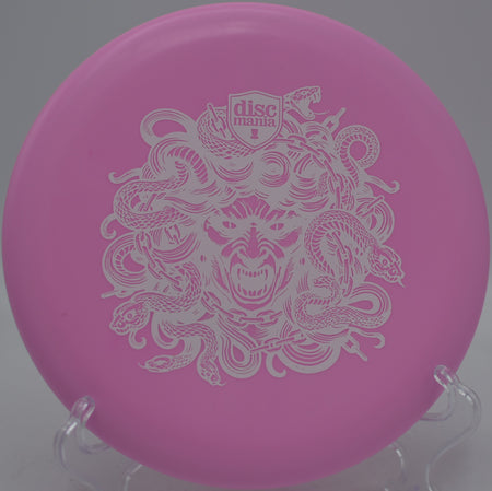 Limited Edition Hard Exo Lumen Link Medusa beaded putter glowing in flight at Hornets Nest Disc Golf Course in Charlotte, North Carolina.