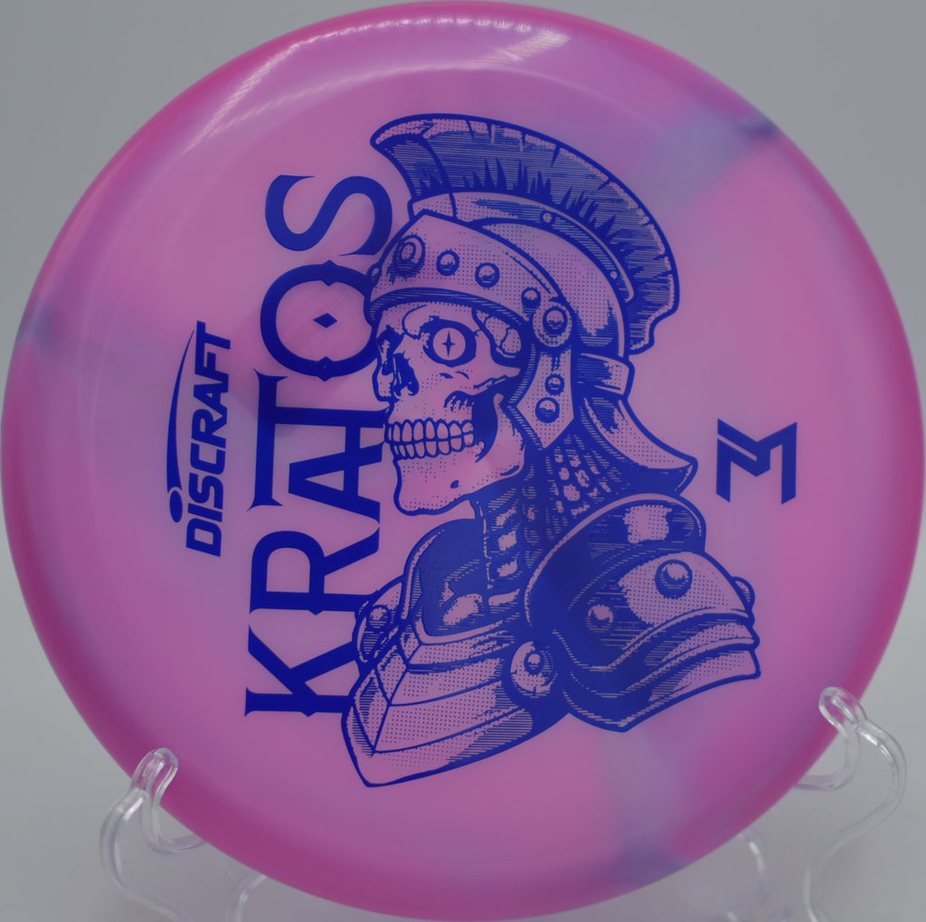 Z Swirl Sceletus Kratos flying flat and controlled on an approach shot at Morley Field Disc Golf Course in San Diego, California.