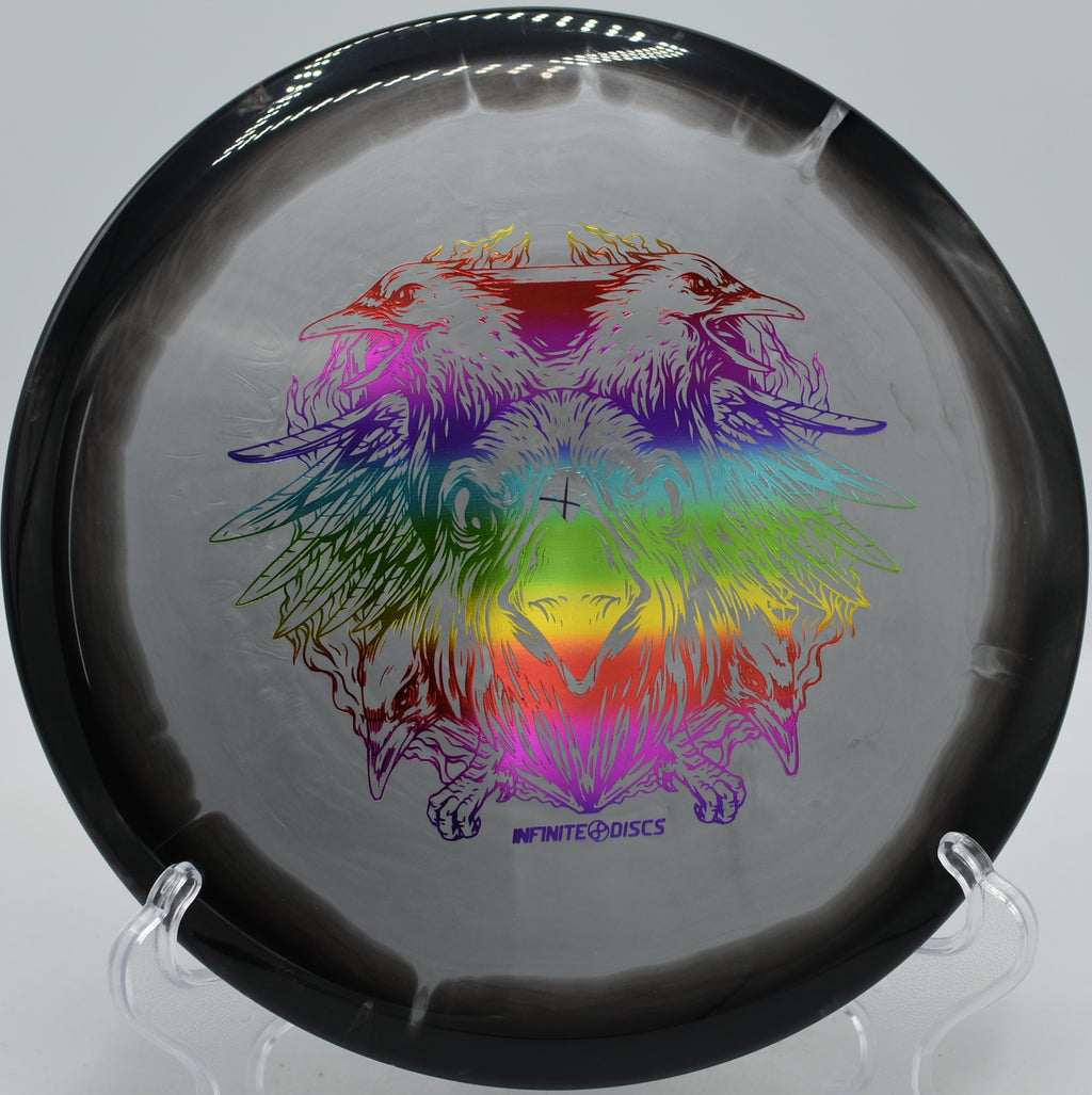 Infinite Discs Halo S-Blend X-Out Chariot midrange trusted for turnovers at Water Works Park Disc Golf Course in Kansas City, Missouri.