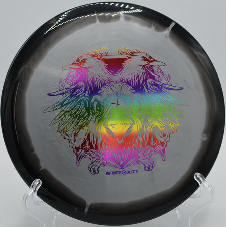 Infinite Discs Halo S-Blend X-Out Chariot midrange trusted for turnovers at Water Works Park Disc Golf Course in Kansas City, Missouri.