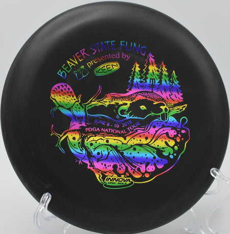 Aviar aimed toward the chains at Sandy Point Disc Golf Ranch in Lac du Flambeau, Wisconsin.