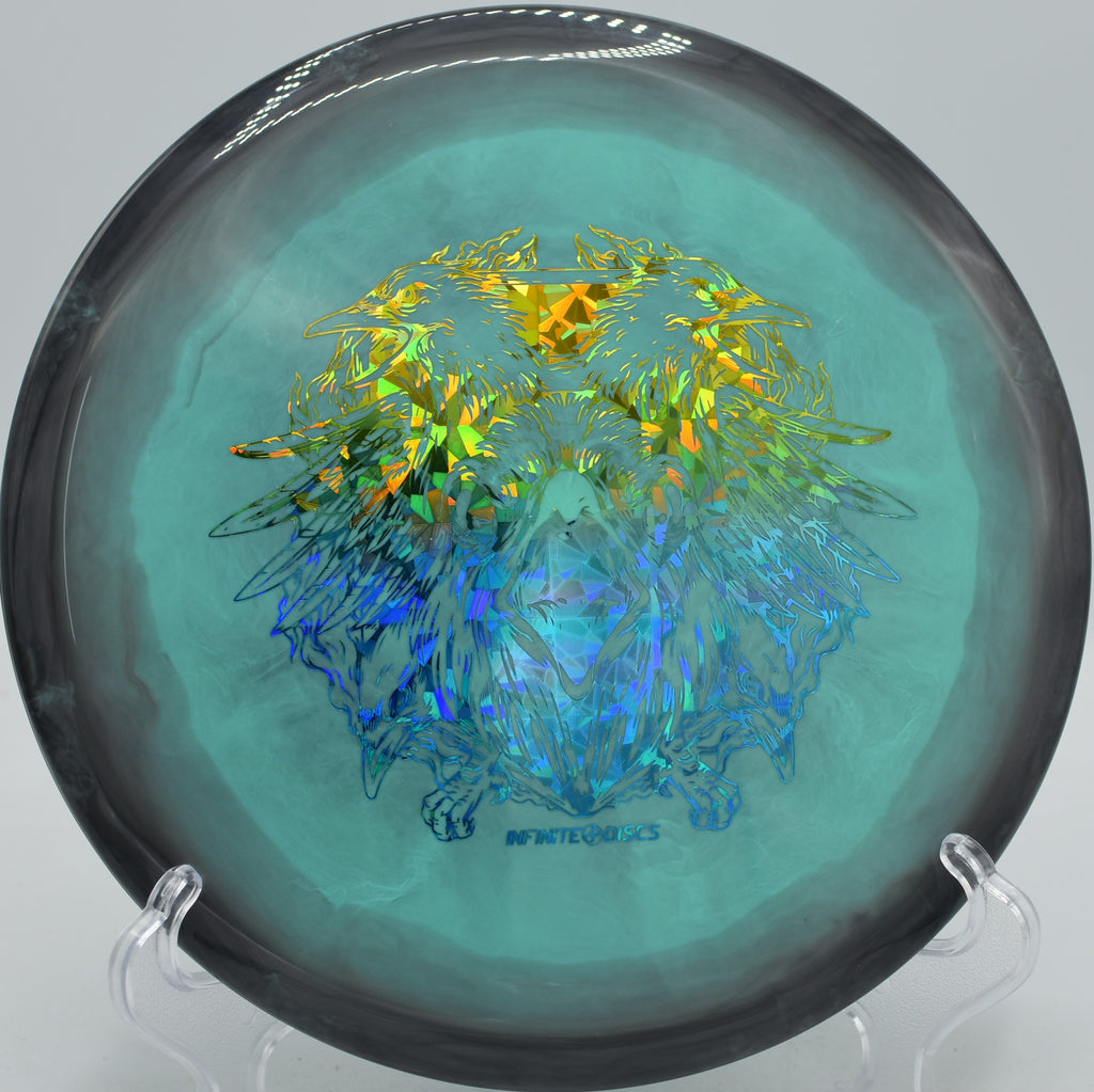 Infinite Discs Halo S-Blend X-Out Chariot versatile midrange holding hyzer flips at DeLaveaga Disc Golf Course in Santa Cruz, California.