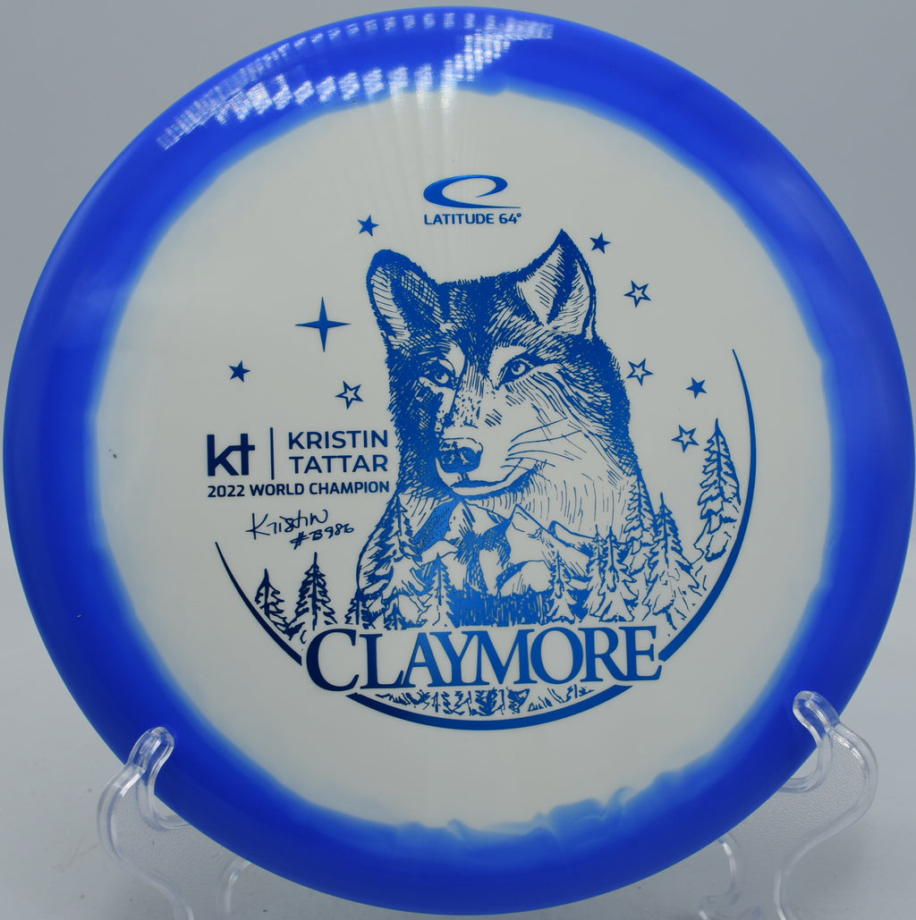 Latitude 64° Gold Orbit Claymore Kristin Tattar edition midrange landing soft near the pin at Winthrop Gold Disc Golf Course in Rock Hill, South Carolina.