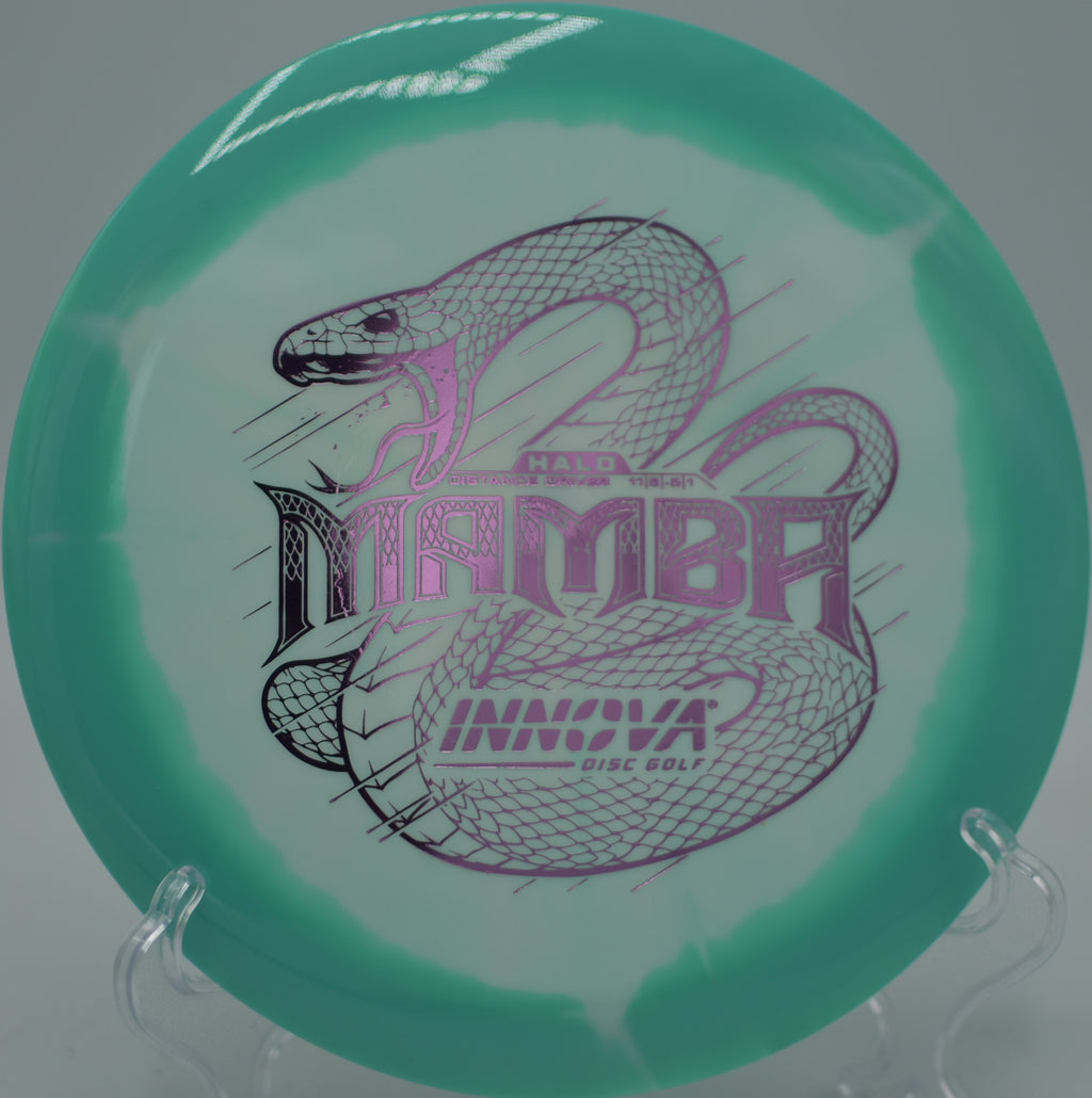 Innova Halo Star Mamba flying long and straight at Smugglers’ Notch Disc Golf Center in Jeffersonville, Vermont.