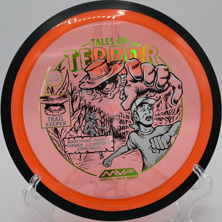 2025 Halloween Proton Trail showing mega glow plastic on an open rip at Nevin Park Disc Golf Course in Charlotte, North Carolina.