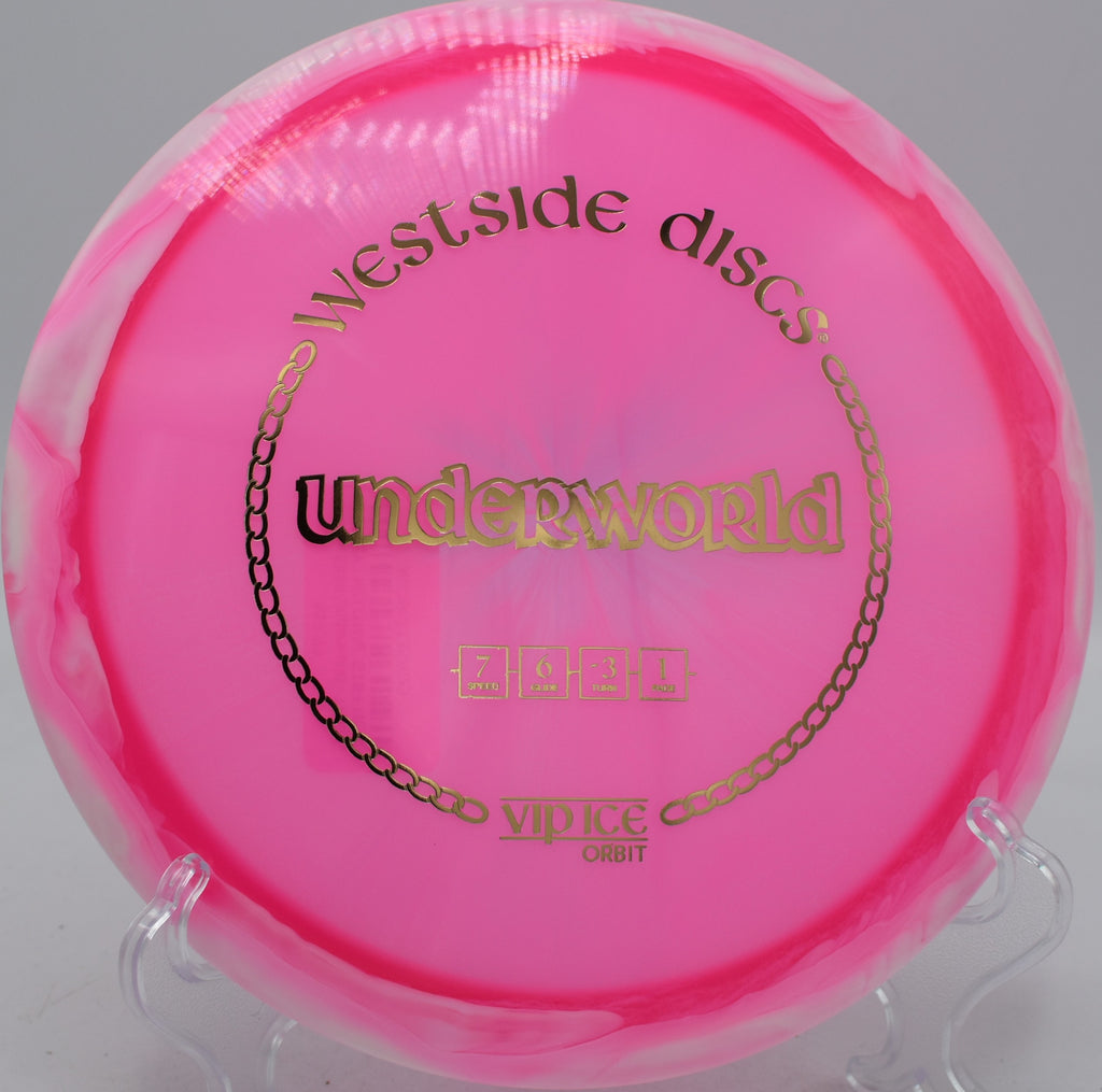 Westside Discs VIP Ice Orbit Underworld finesse driver parking circle one at Water Works Park Disc Golf Course in Kansas City, Missouri.
