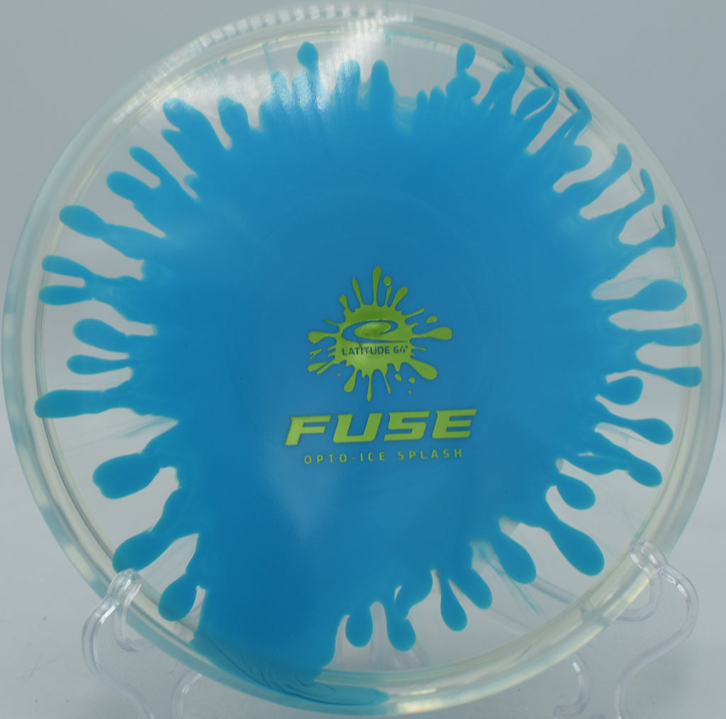 Fuse Opto-Ice Splash Latitude 64° understable midrange flying straight-to-turnover at Blue Ribbon Pines Disc Golf Course in East Bethel, Minnesota.
