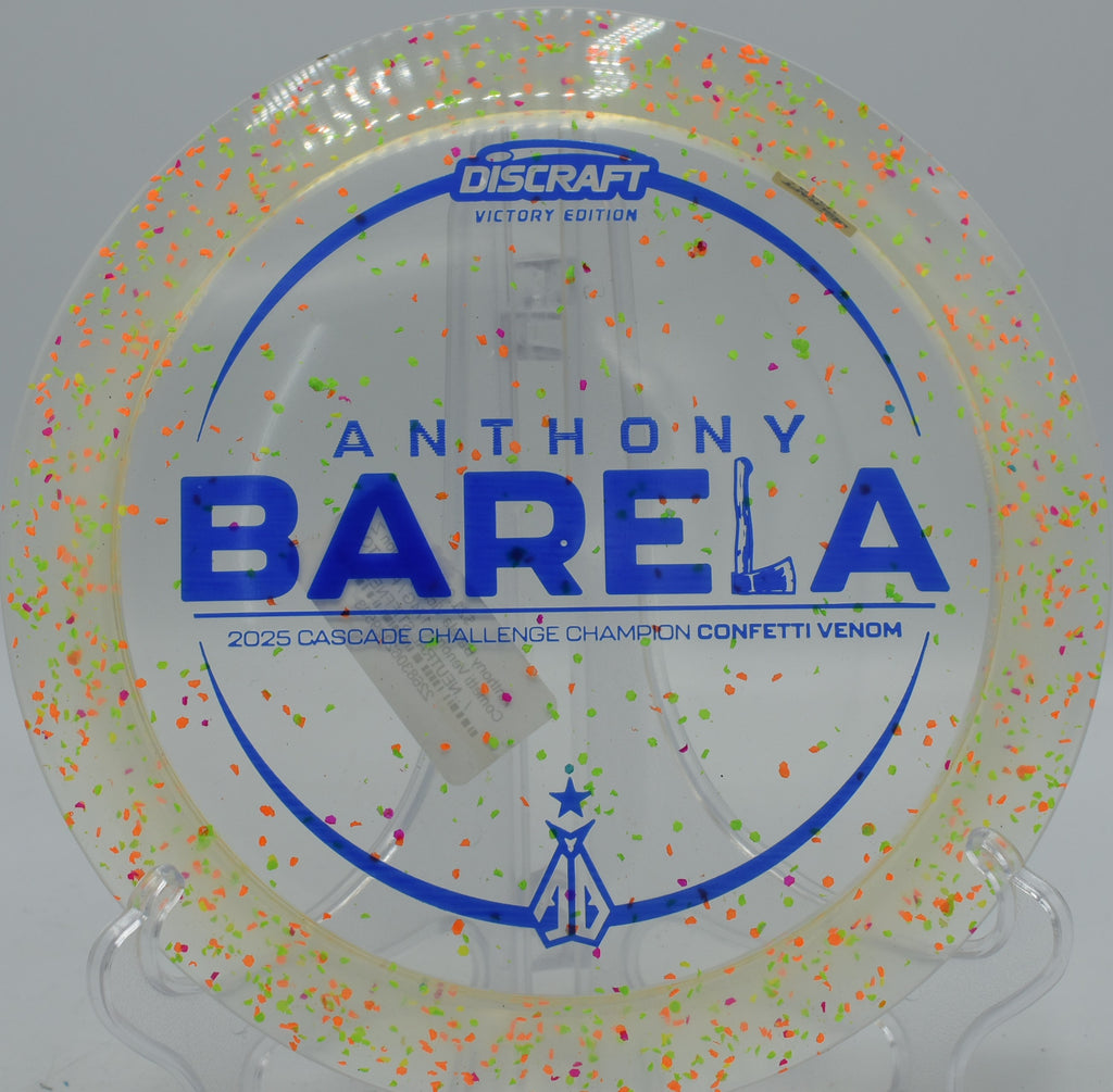 Anthony Barela’s Z Confetti Venom fading hard on downhill bomb at Flip City DGC in Shelby, Michigan