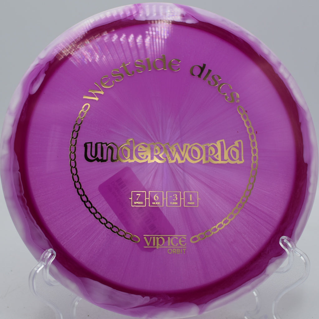 VIP Ice Orbit Underworld Westside glidey fairway driver trusted for hyzer flips at Northwood Black Disc Golf Course in Morton, Illinois.