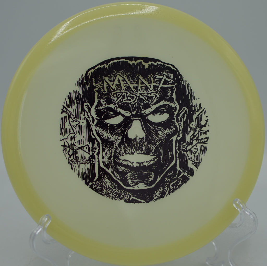 Understable Glow Lobster released on a finesse shot under UV lighting at Pier Park Disc Golf Course in Portland, Oregon.
