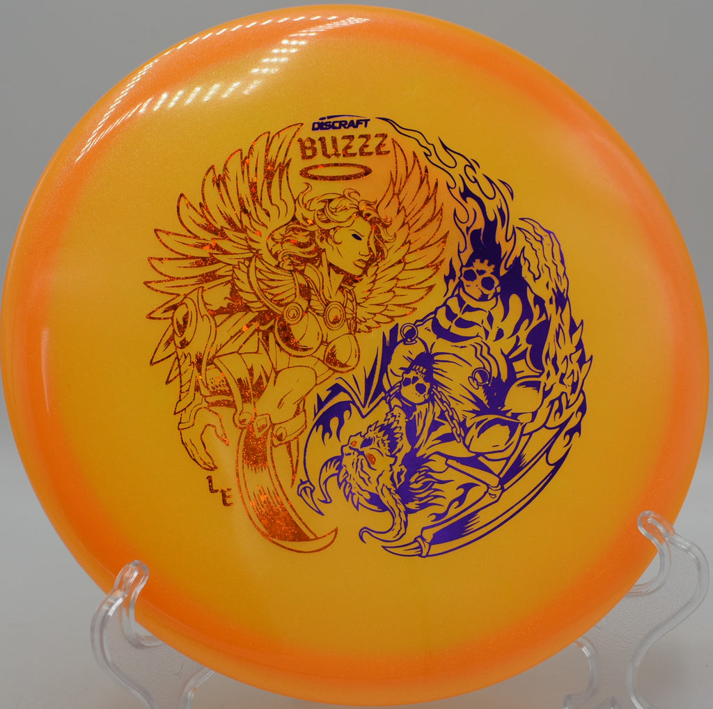 Colorshift Z Glo Buzzz resting on a rocky slope at DeLaveaga Disc Golf Course in Santa Cruz, California, showcasing its durable glow plastic and clean fade.