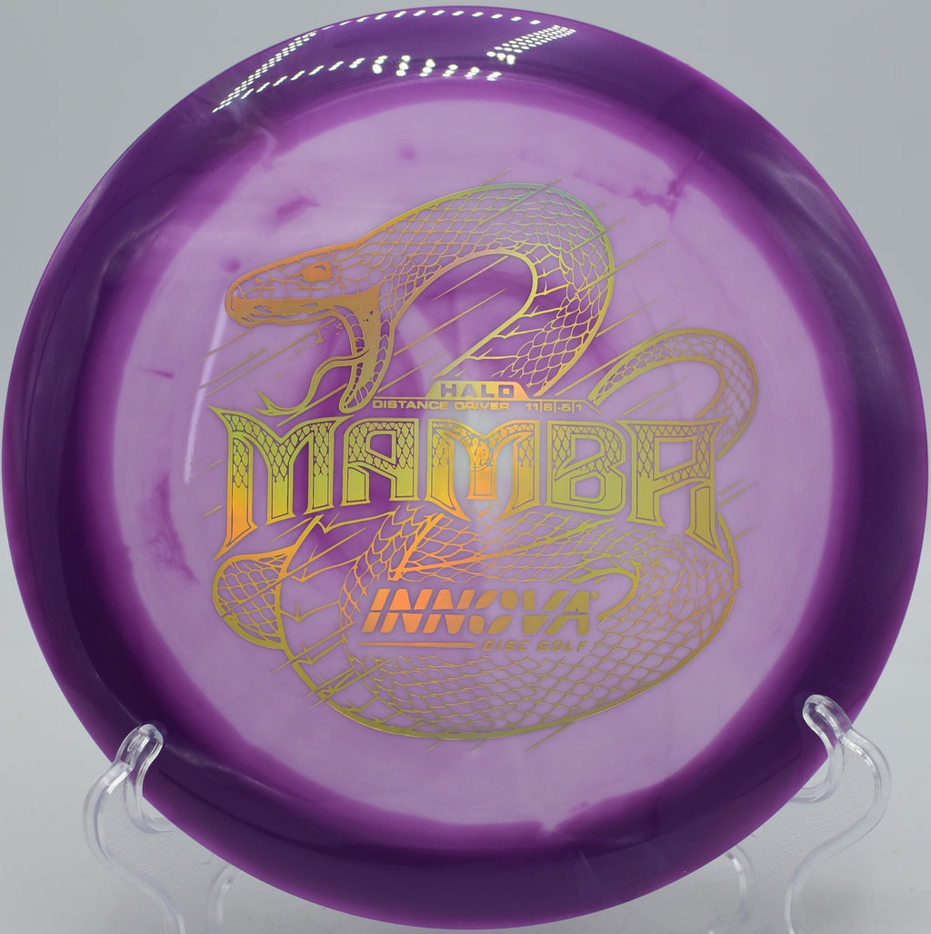 Smooth Halo Star Mamba glide distance shot landing near the pin at Fountain Hills Disc Golf Course in Fountain Hills, Arizona