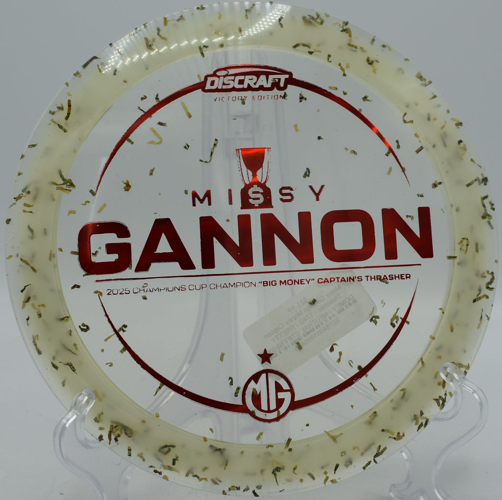 Discraft Captain’s Thrasher with Missy Gannon Money stamp turning late at Water Works Park in Kansas City, Missouri