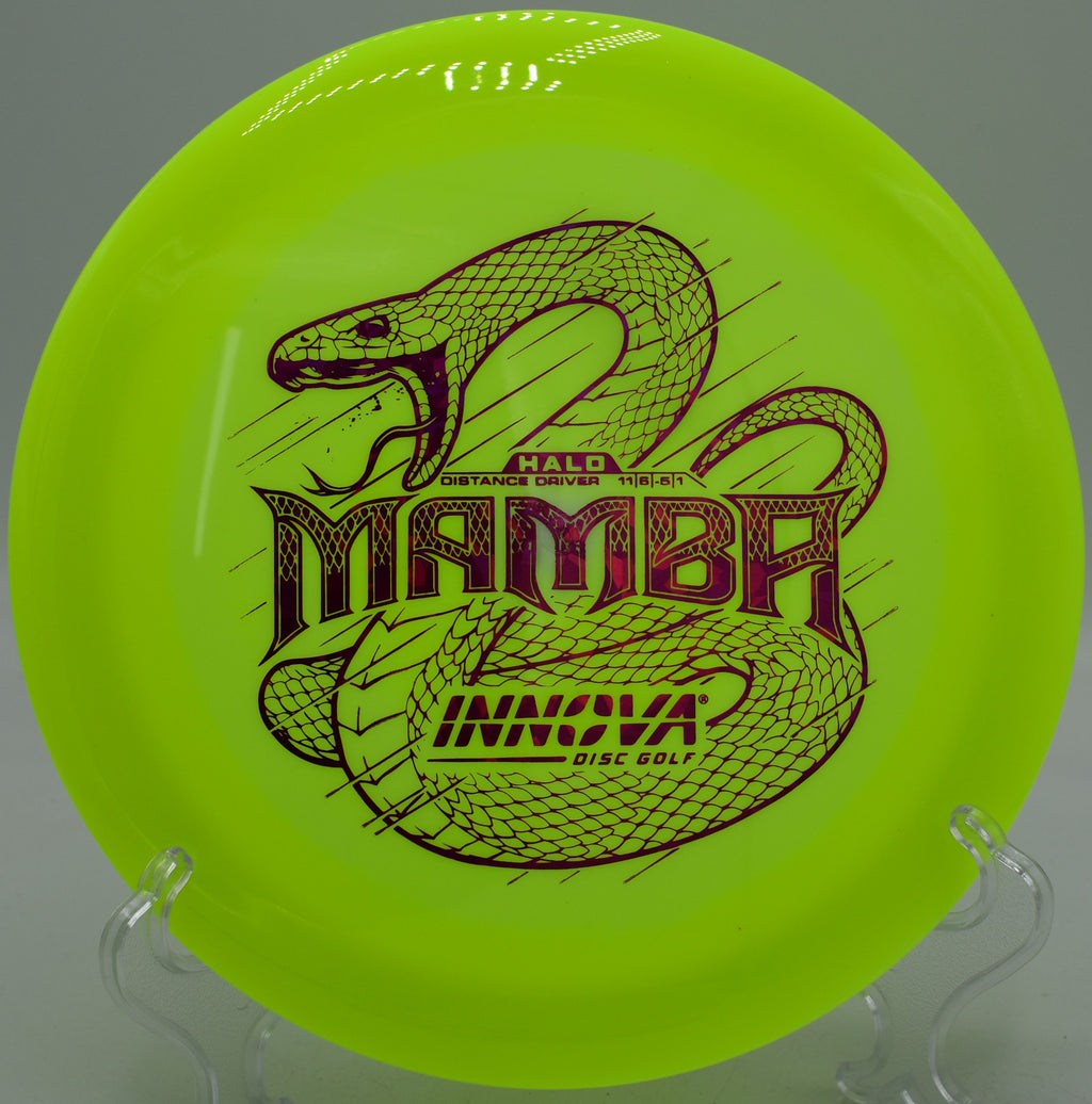 Innova Halo Star Mamba understable distance driver carving technical lines at Hornets Nest Disc Golf Course in Charlotte, North Carolina