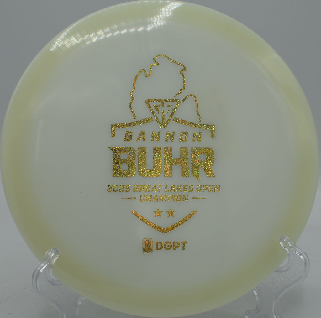 Discmania Triumph Series Glow C-Line FD2 Gannon Buhr 2025 Great Lakes Open disc bombing a forehand line at Winthrop Gold Disc Golf Course in Rock Hill, South Carolina.