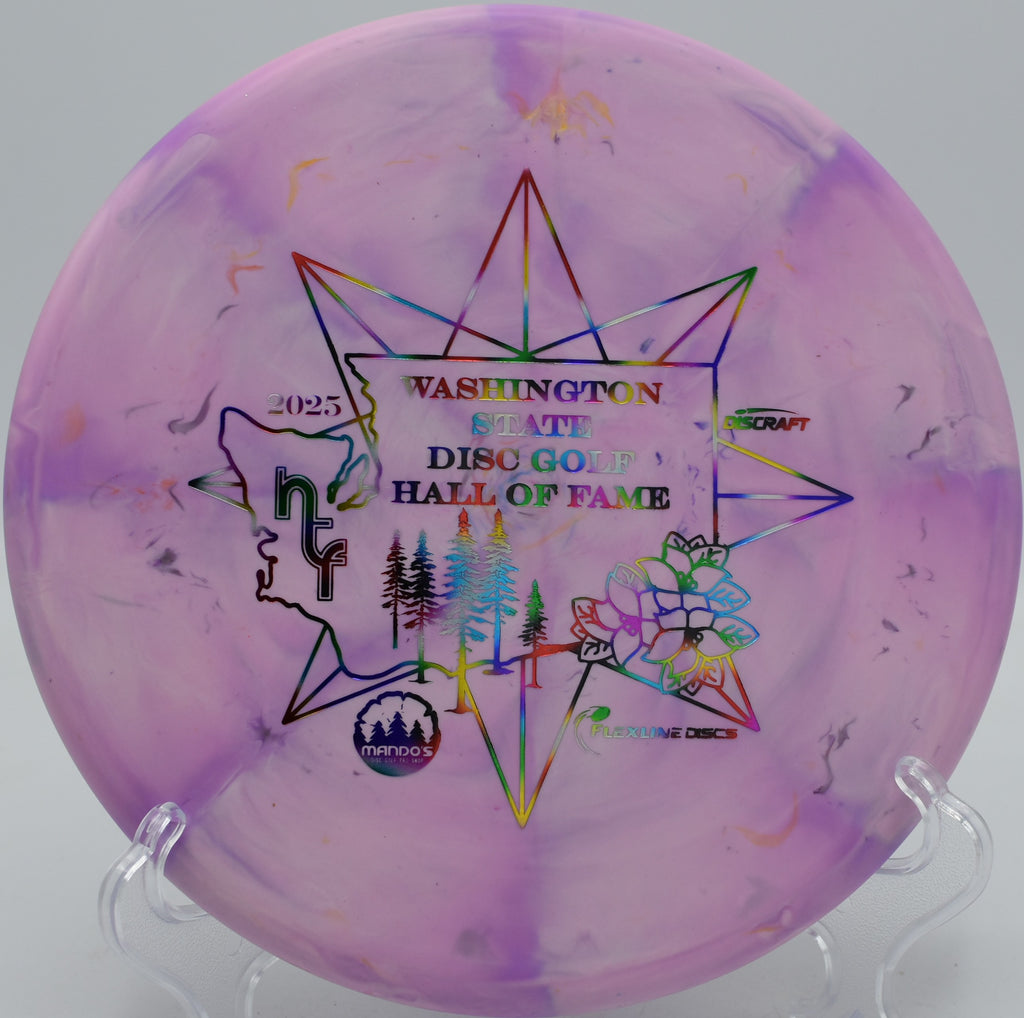 Confident spin putt with a Jawbreaker Zone from circle two at Idlewild Disc Golf Course in Burlington, Kentucky