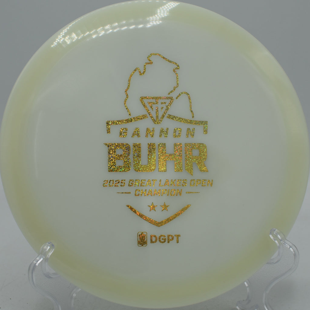 Discmania Gannon Buhr Triumph Series Glow C-Line FD2 2025 disc gliding straight at Fox Run Meadows Disc Golf Course in Jeffersonville, Vermont.