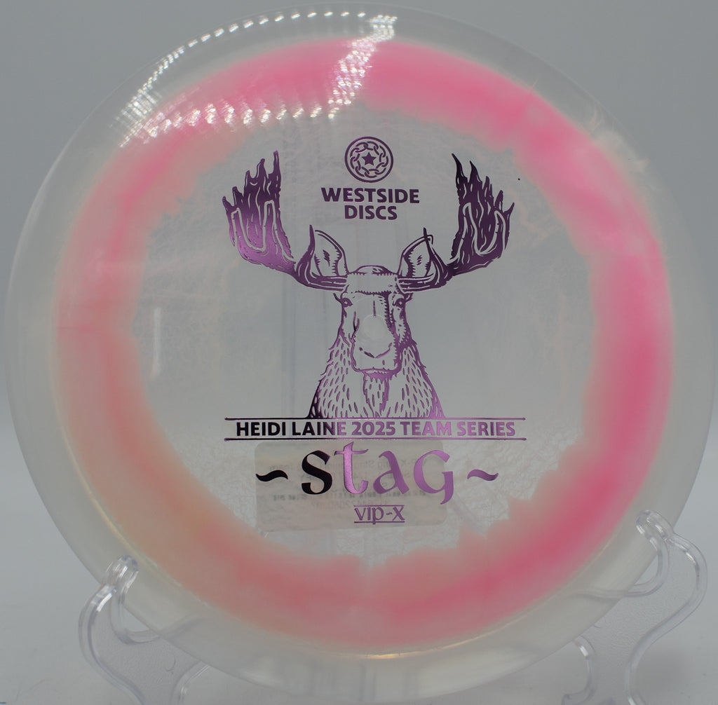 Westside VIP-X Ring Stag thrown forehand at Flip City Disc Golf Park in Shelby, Michigan, ideal for consistent fade and clean release.