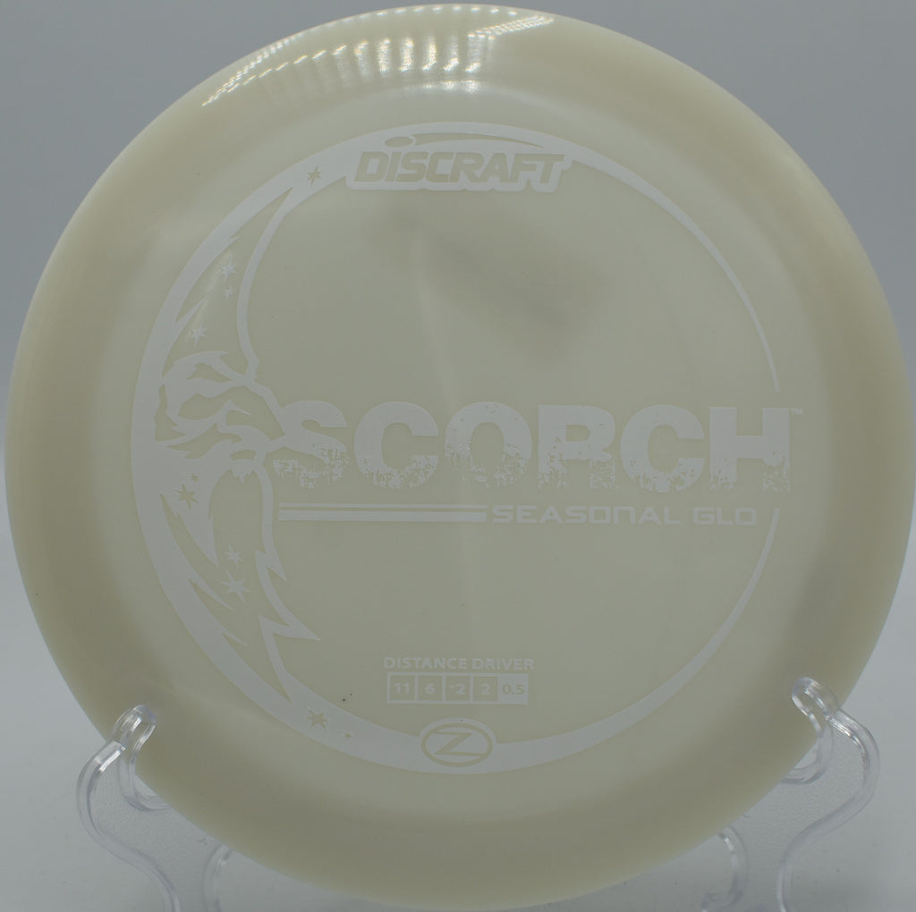 "Experience searing performance at Galactic Grove Disc Golf in Seattle, WA, as GLO-Z Scorch delivers robust speed and a radiant, flame-like finish."