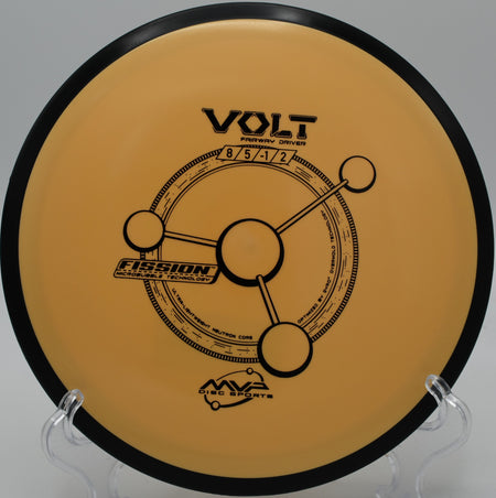 "MVP Fission Volt – Lightweight fairway driver engineered for pinpoint control at Pyramids Disc Golf Course in Massachusetts."