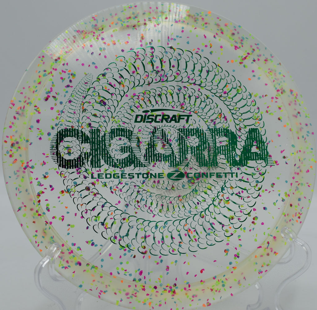 Limited edition Z Confetti Cigarra ripping down the fairway at Hornets Nest Disc Golf Course, Charlotte, NC