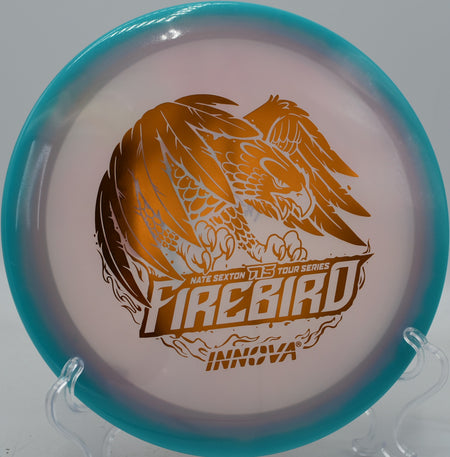 2024 Sexton Firebird ripping a power forehand line with a clean flat release at DeLaveaga Disc Golf Course in Santa Cruz, CA, showing its signature torque resistance.