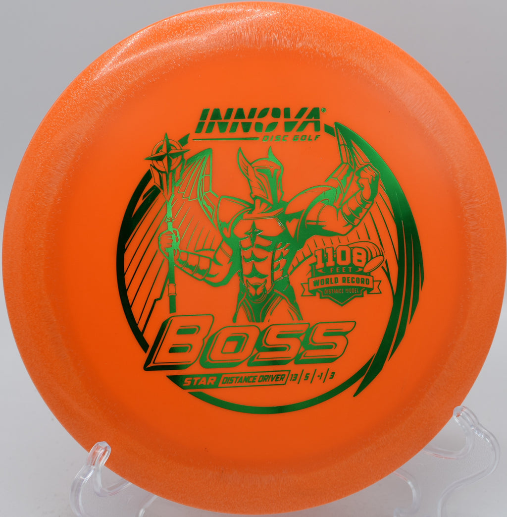 Star Boss disc golf driver launched on a hyzer-flip bomb at DeLaveaga Disc Golf Course in Santa Cruz, California