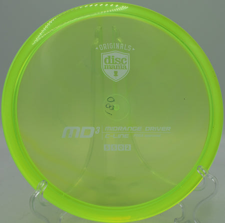 Discmania C-Line MD3 stable midrange flying a straight control shot at Maple Hill Disc Golf Course in Leicester, Massachusetts.