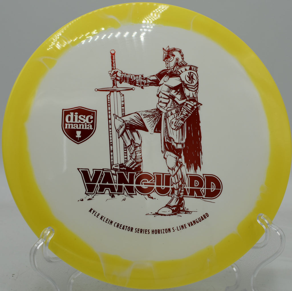 Backhand laser line with the Horizon Vanguard fading softly around a tree cluster at Stafford Woods in New Jersey.