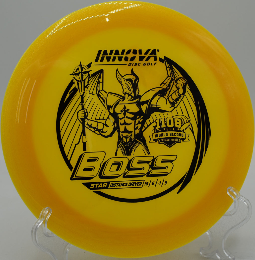 Star Boss high-speed driver blasting a turnover line at Fountain Hills Disc Golf Course in Fountain Hills, Arizona