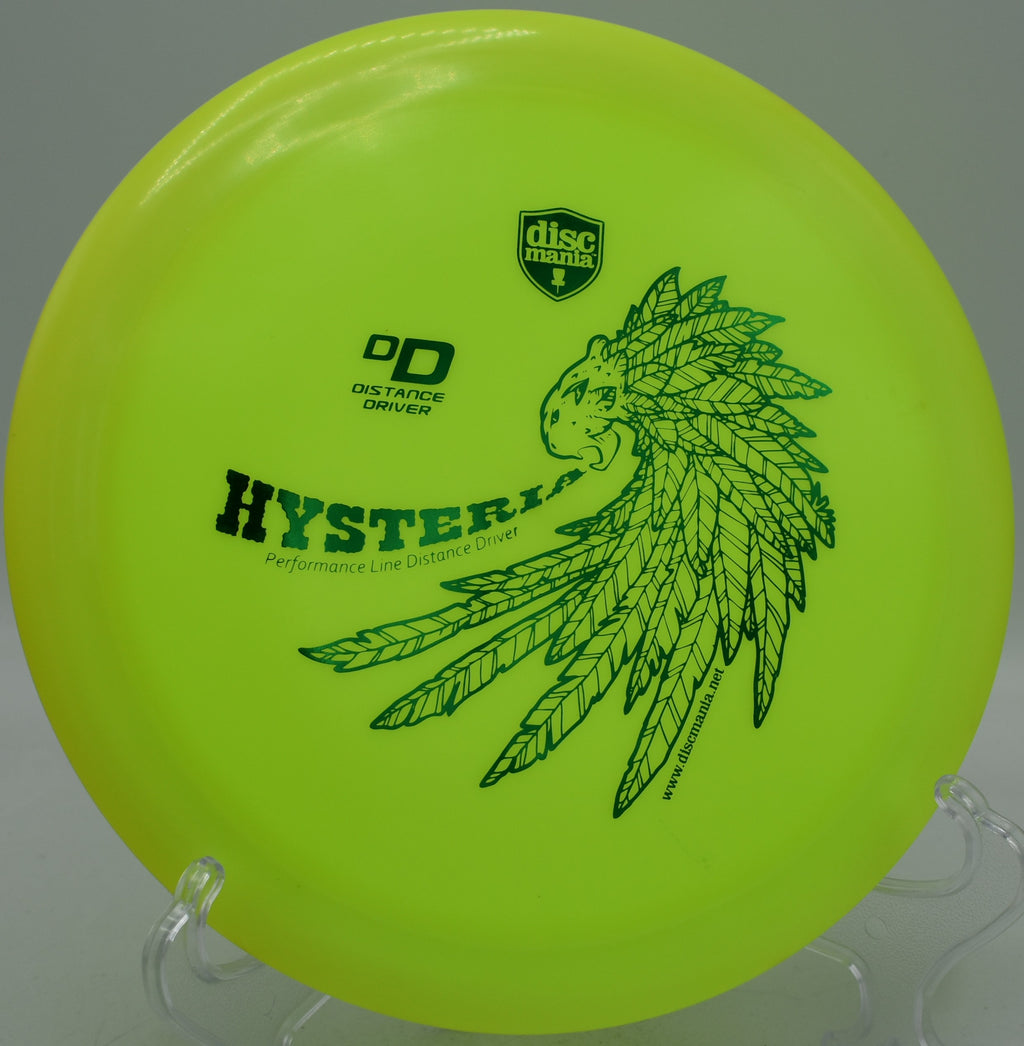 Discmania S-Line DD Hysteria penned Innova Made distance driver crushing a long hyzer at Maple Hill Disc Golf Course in Leicester, Massachusetts.