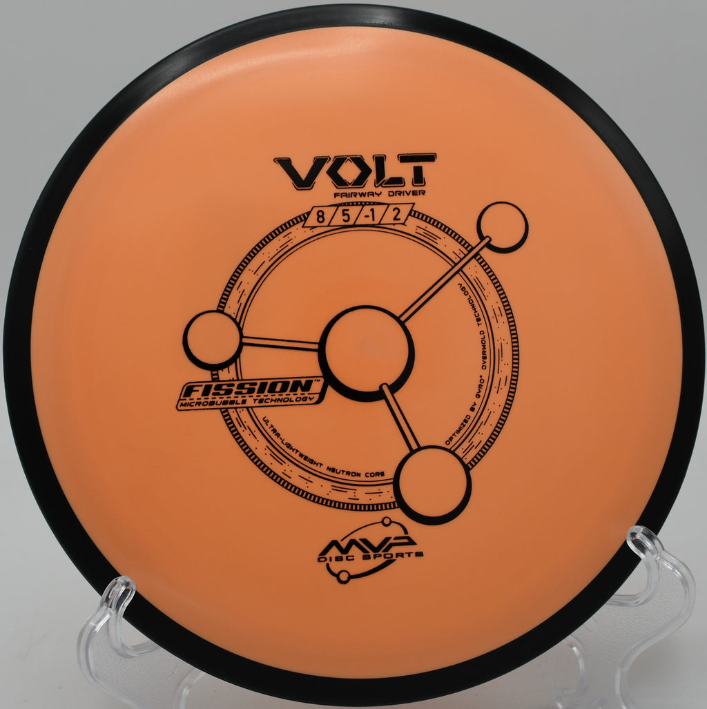 MVP Fission Volt sailing past the trees at Heritage Park Disc Golf Course in Olathe, Kansas.