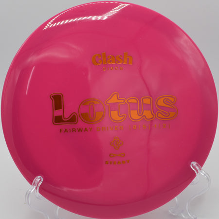 Steady Lotus gripping the fairway on Hole 3 at Rolling Pines Disc Golf Course, Wilkesboro, North Carolina.