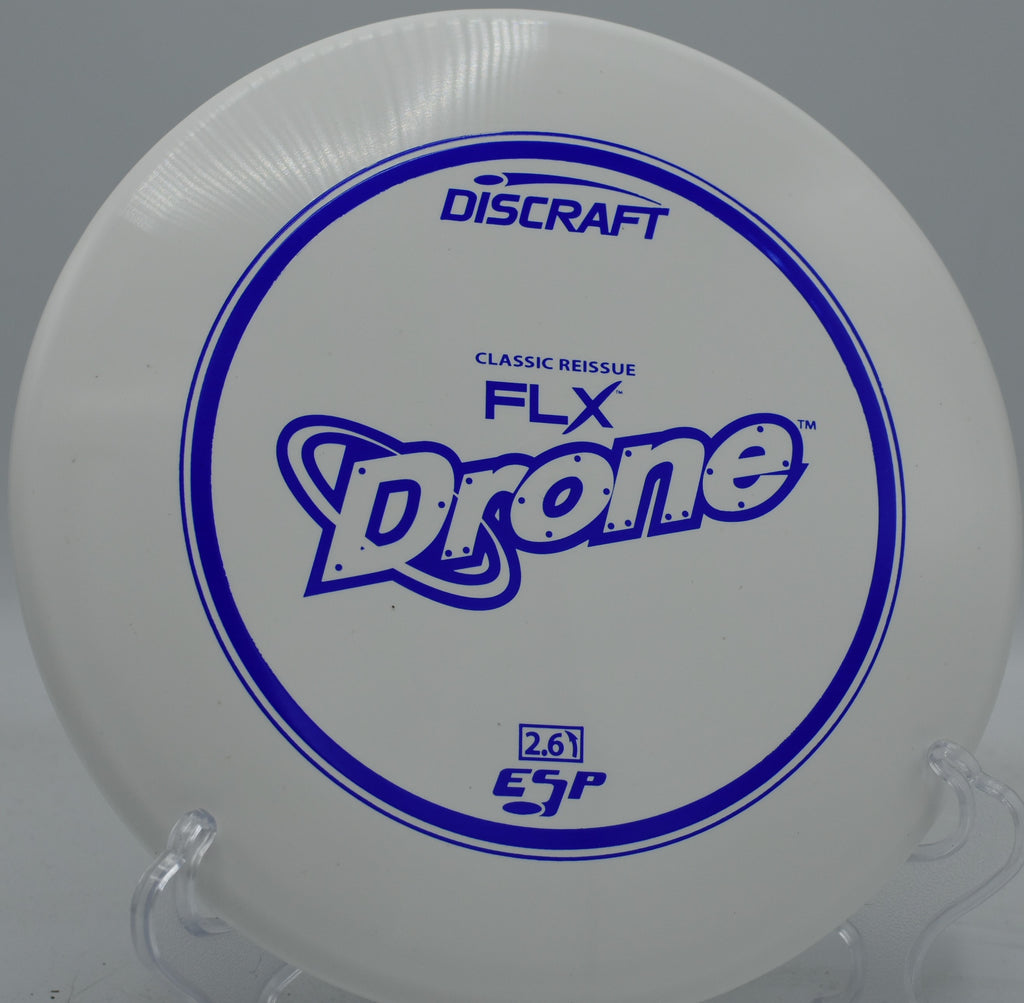 Discraft ESP FLX Drone thrown on a forehand flex line, fighting through crosswinds at Northwood Black in Illinois.