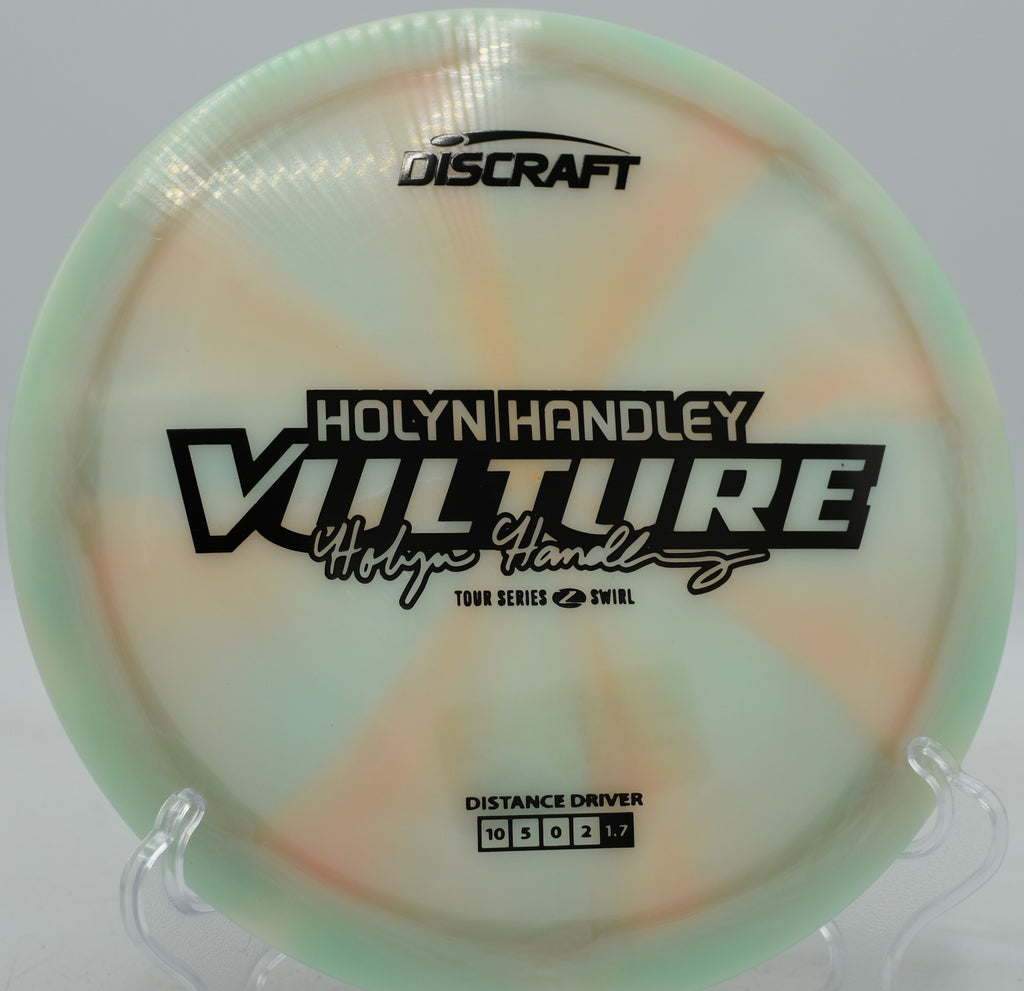 Swirled plastic gleaming mid-flight as the Vulture holds a straight line with late fade at Idlewild DGC.