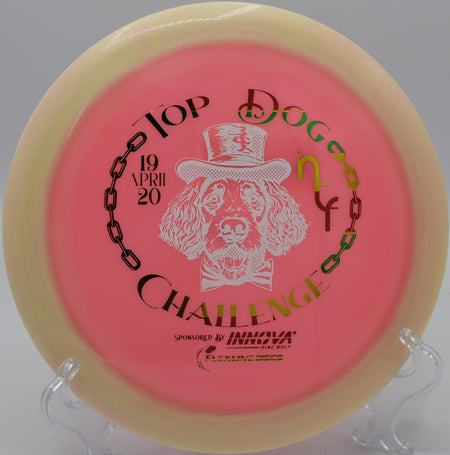 Innova TFR Proto Glow Halo Star Destroyer overstable driver ripping a forehand bomb at Idlewild Disc Golf Course in Burlington, Kentucky.