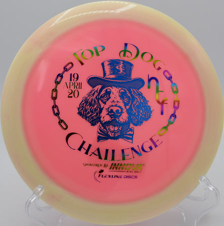 Proto Glow Halo Star Destroyer TFR edition glowing brightly on a hyzer at Hornets Nest Disc Golf Course in Charlotte, North Carolina.