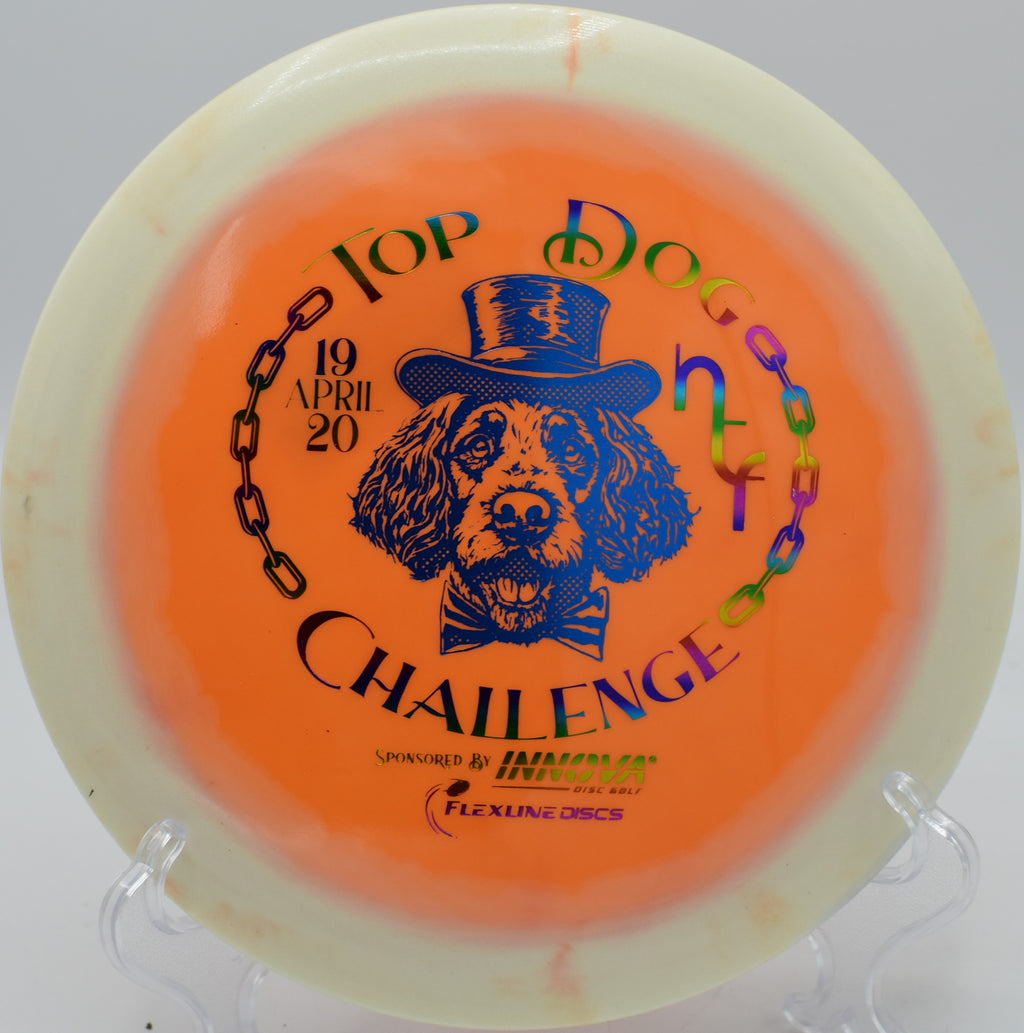 Glow Halo Star Destroyer TFR Proto edition spiking down on a hyzer at DeLaveaga Disc Golf Course in Santa Cruz, California.