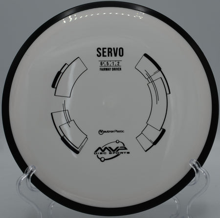 MVP Neutron Servo parked near the pin at Idlewild Disc Golf Course in Burlington, Kentucky, showcasing clean fade and precision.