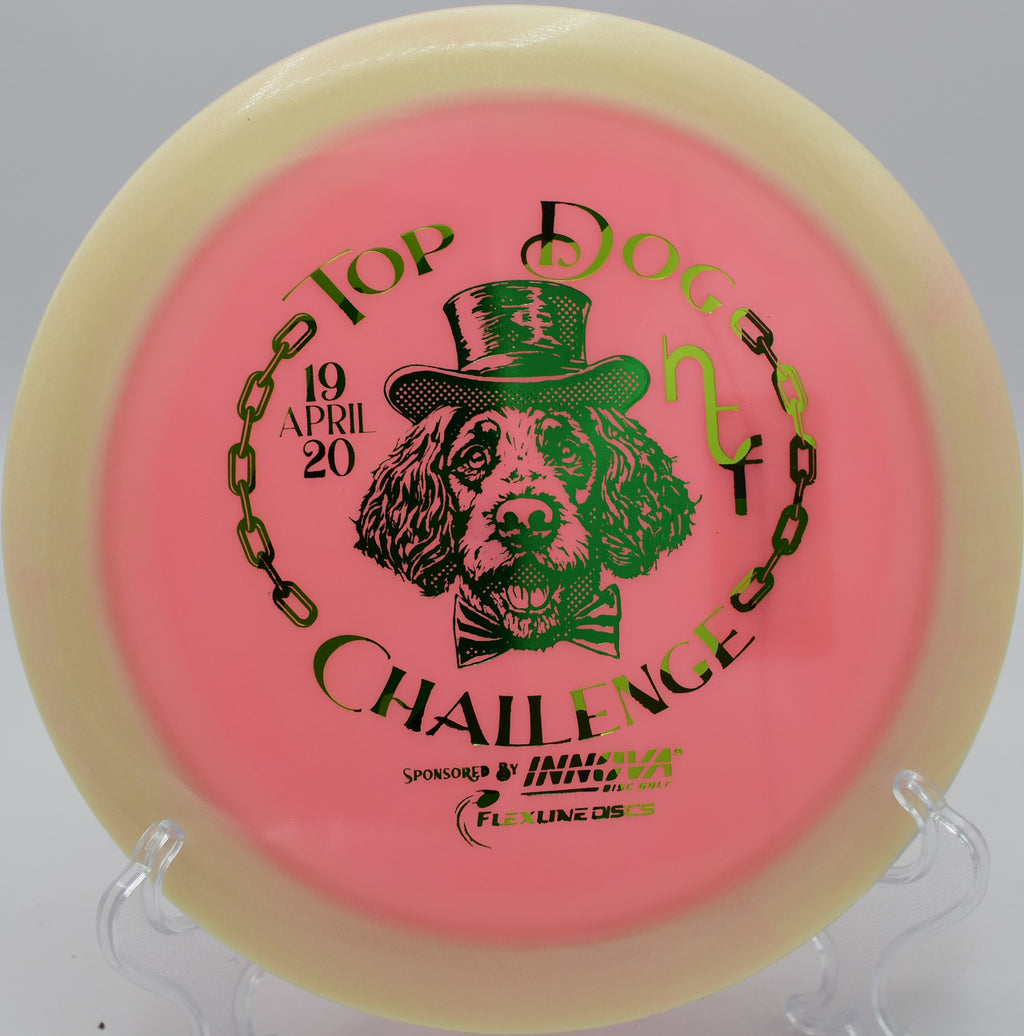 Glow Halo Star Destroyer Innova TFR Proto driver parking a long flex shot at Lincoln Ridge Disc Golf Course in Independence, Kentucky.